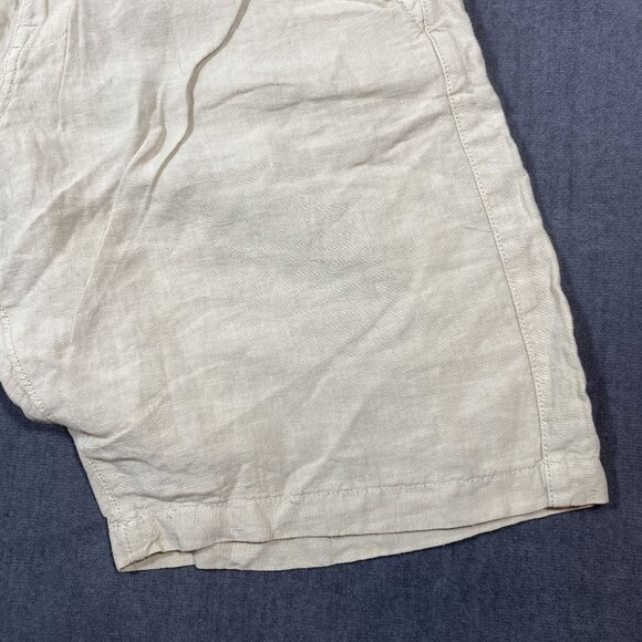 Lucky Brand Mens Beige Linen Cargo Shorts Size 38 With Buttoned Back Pockets - Picture 2 of 10